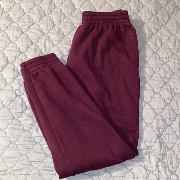 PINK Victoria's Secret Burgandy Sweatpants and Matching Logo Shirt - Picture 4 of 5